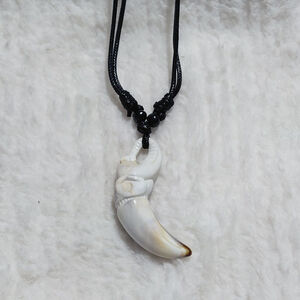 Elephant Tusk Pendant Necklace One Size White Brown